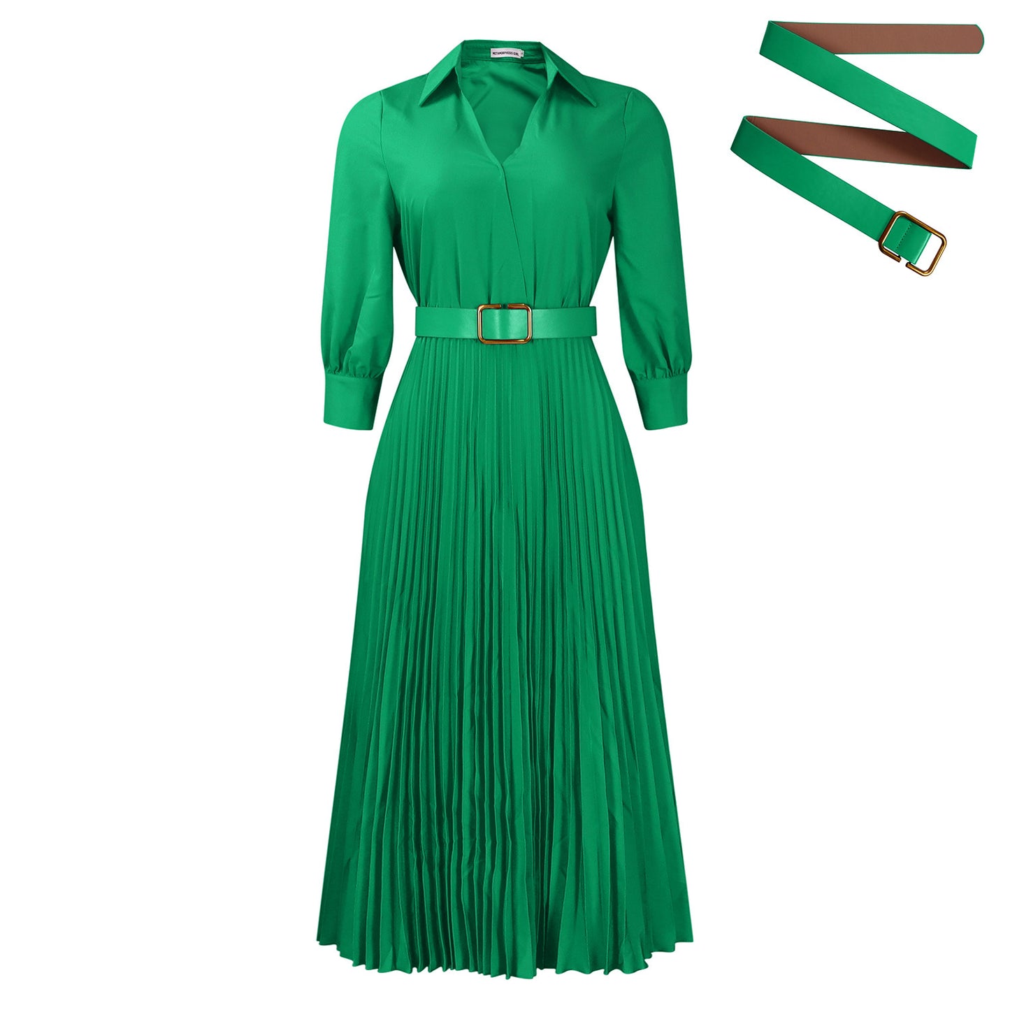 Women's Fashion Elegant Polo Collar Solid Color Dresses