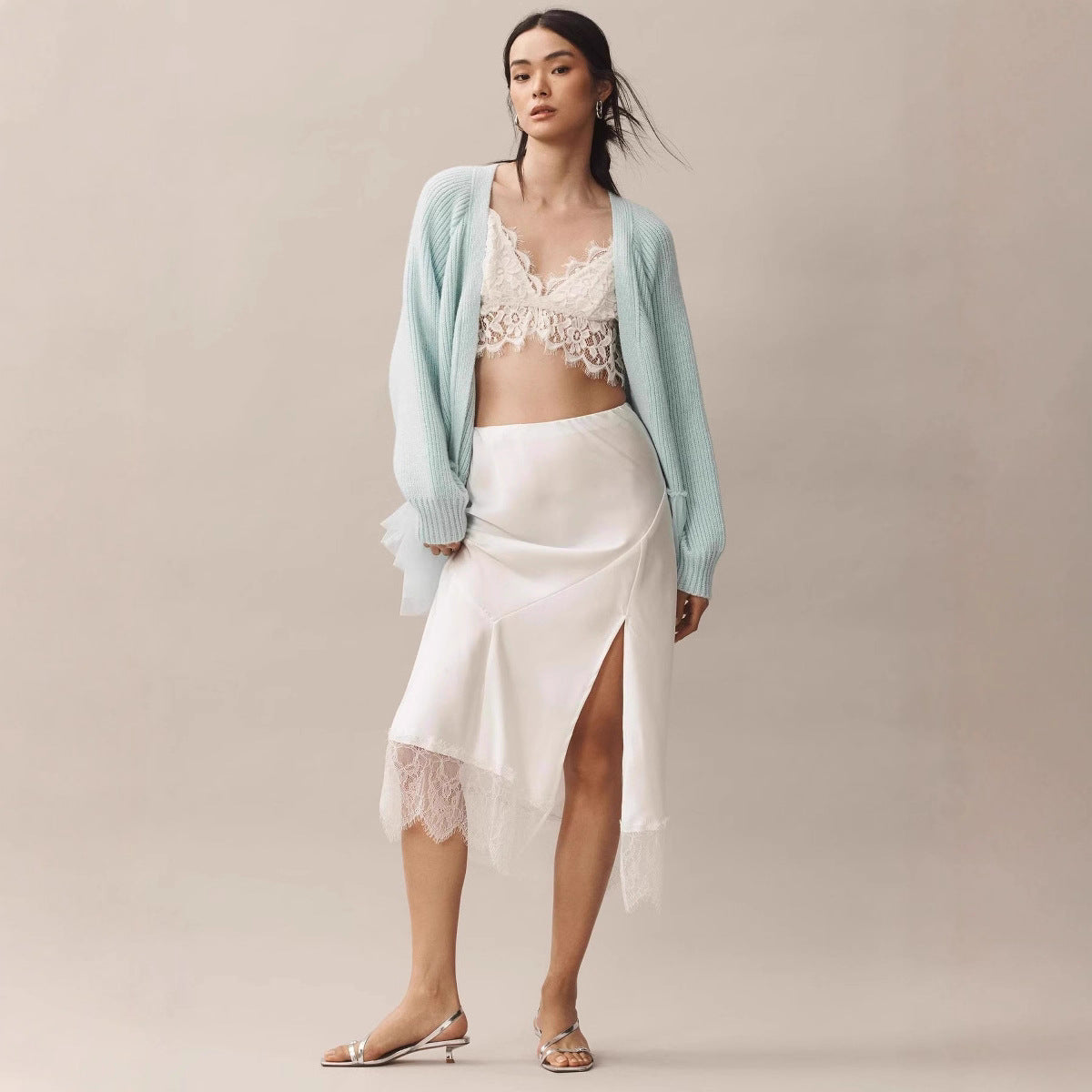 Women's Ruffled Gauze Knitting Long Sleeve Sweaters