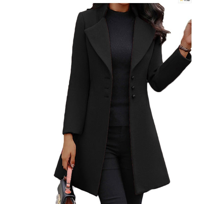 Women's Long Lapel Slimming Solid Color Slim Coats