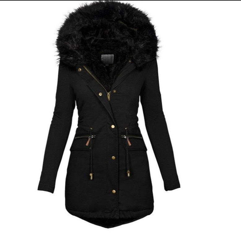 Women's Mid-length Cotton Clothes Loose Parka Fleece-lined Coats