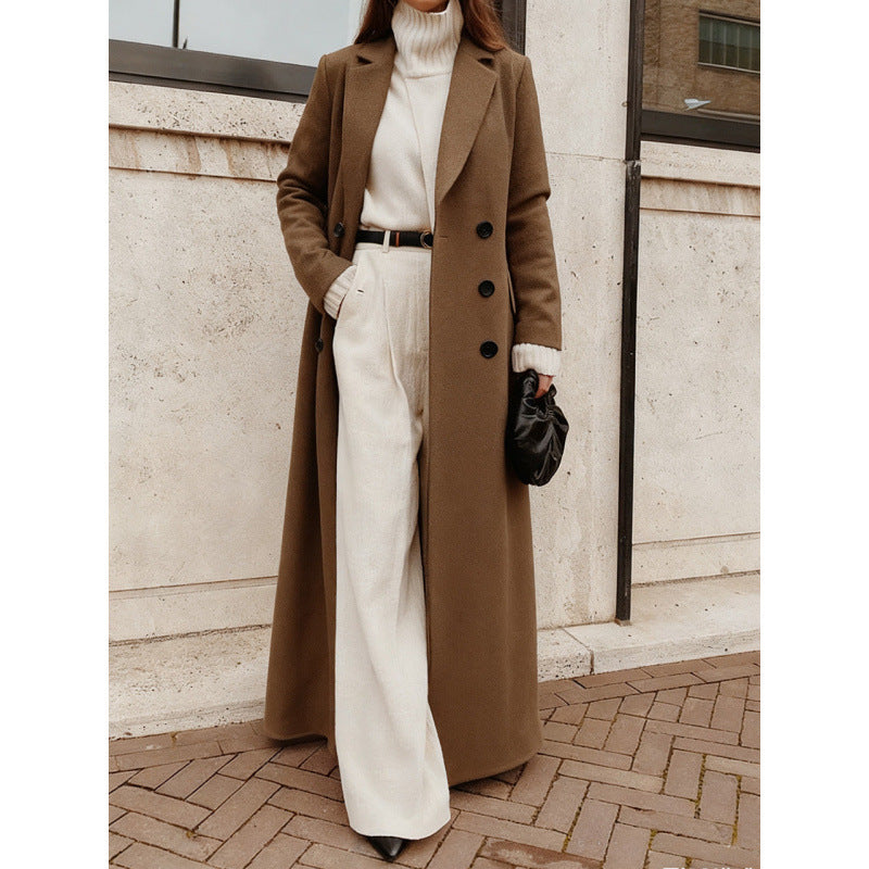 Women's Large Loose Casual Long Pure Color Coats