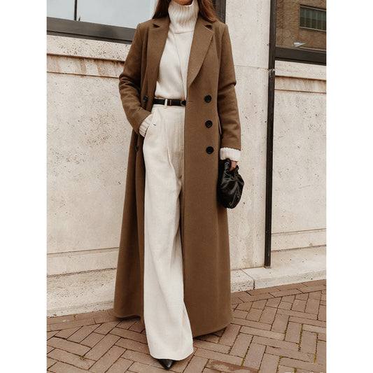 Women's Large Loose Casual Long Pure Color Coats