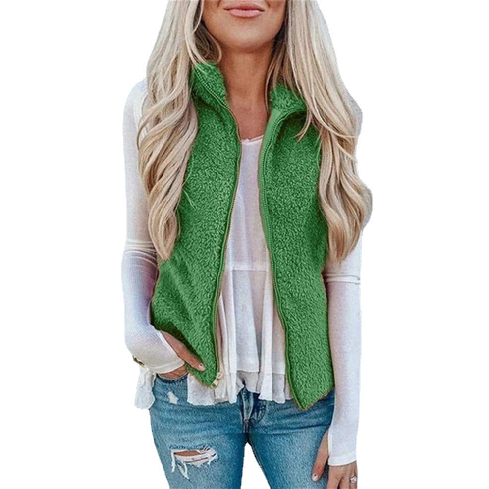 Slouchy Pretty Women's Pocket Zipper Plush Coats