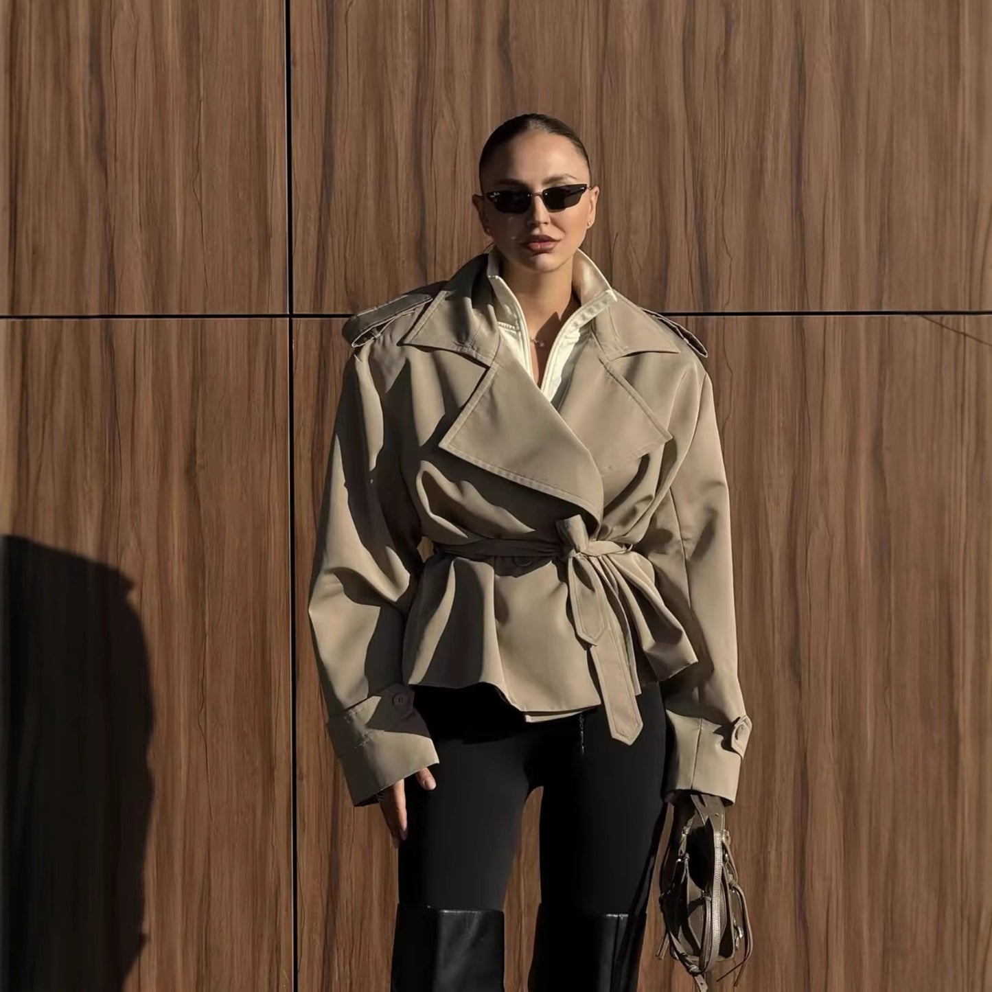 Women's Fashion Casual Polo Collar Loose Trench Coats