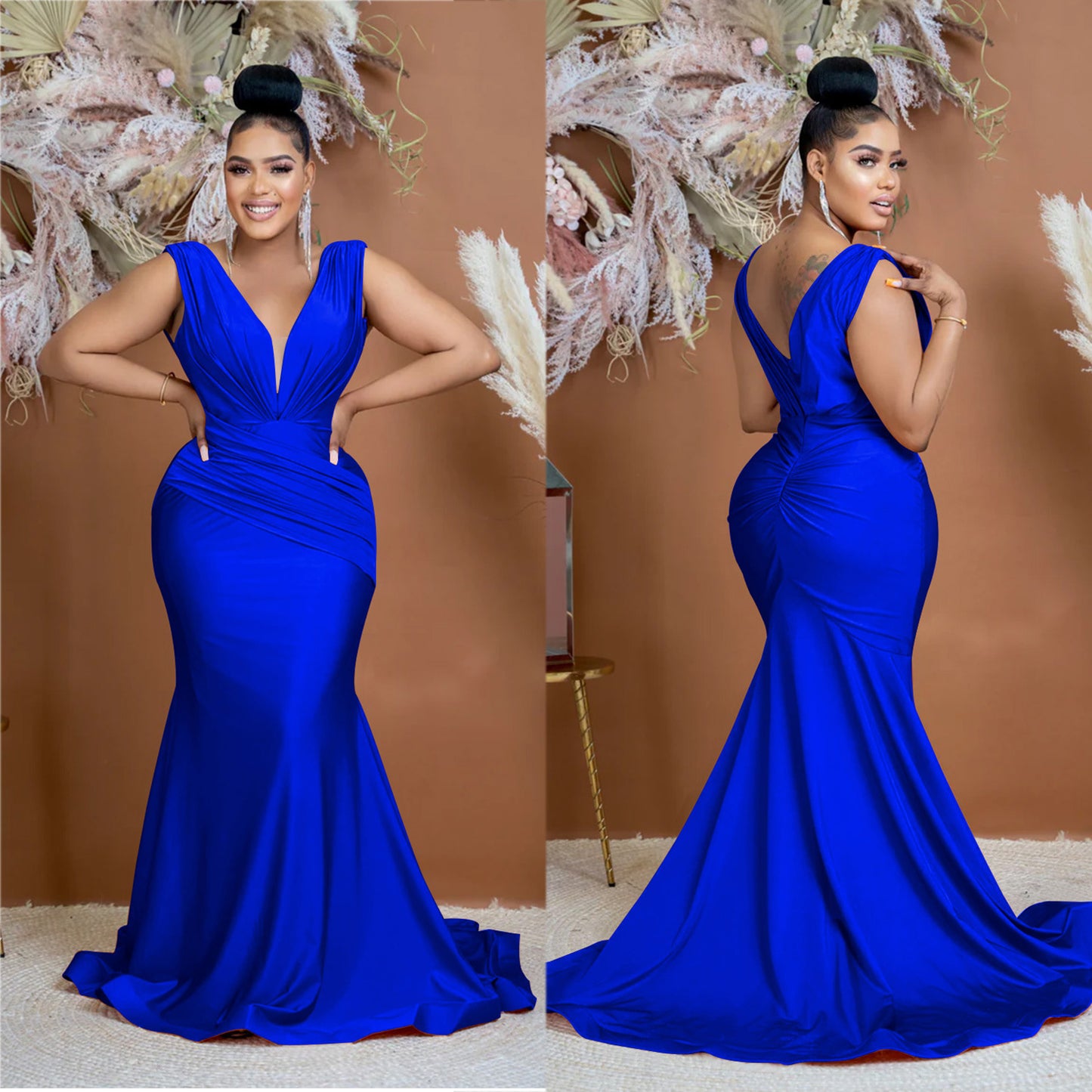 Women's Fashion Wear Solid Color Sleeveless Pleated Dresses