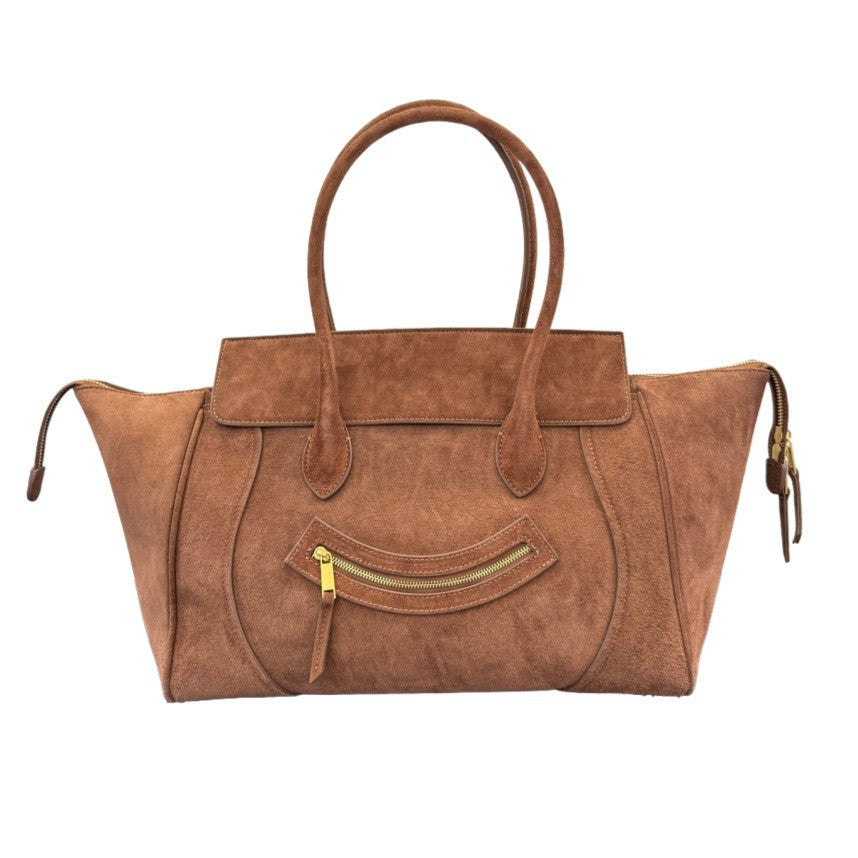 Women's Cowhide Smiling Face Large Capacity Commuter Portable Handbags