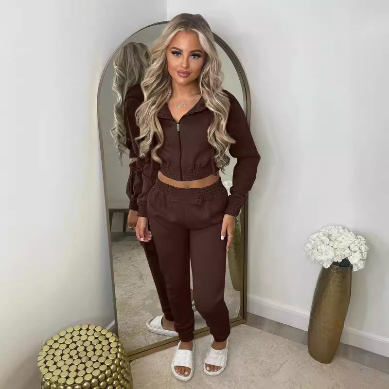 Women's Brushed Hoody Hooded Sports Leisure Suits