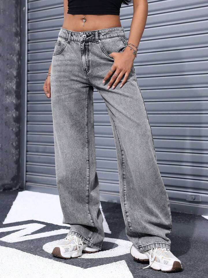 Women's Retro Low Waist Washed Straight Autumn Street Women's Jeans