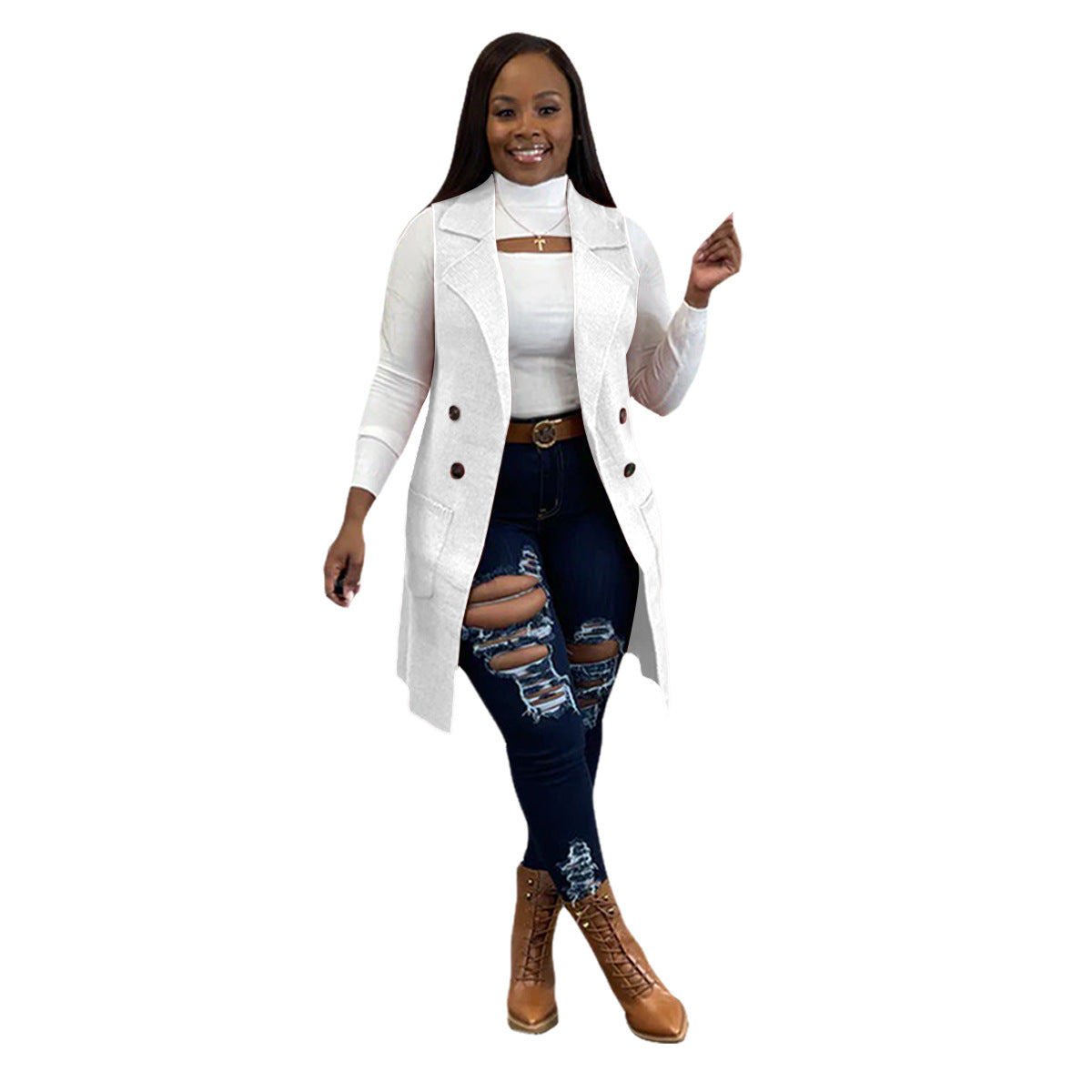 Women's Casual Solid Color Sleeveless Knit Sweaters