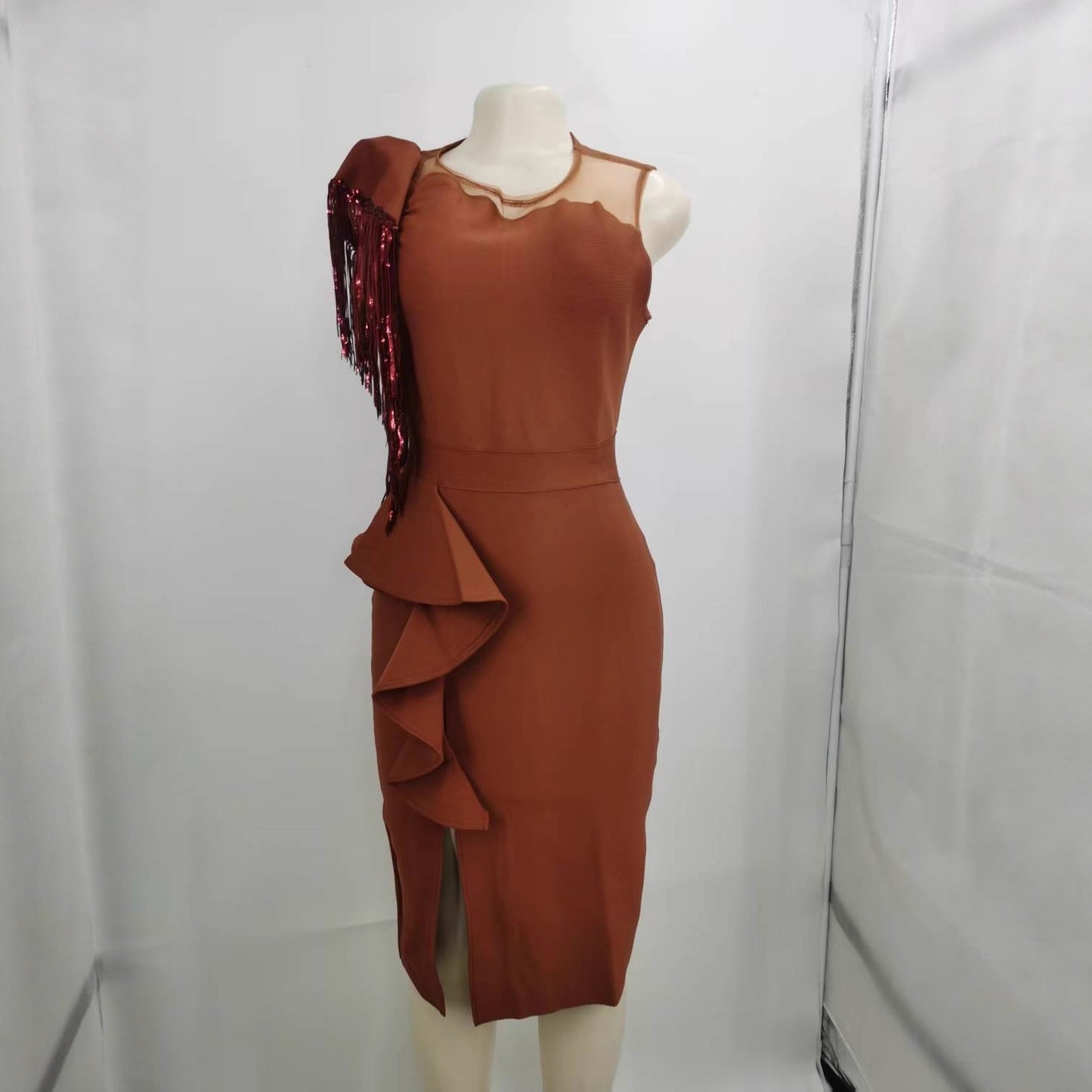 Elegant Dare Mesh Patchwork Ruffled Slimming Dresses