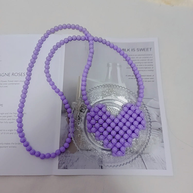 Beaded Peach Heart Beads Pearl Handmade Ya Crossbody Bags