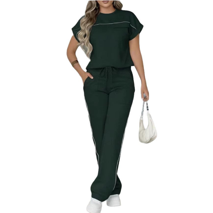 Women's Set Solid Color Simple Sleeve Trousers Shorts