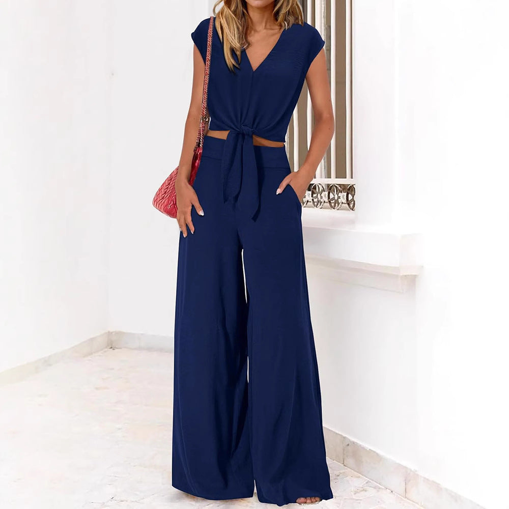 Women's Summer Cropped Set High Waist Fashion Casual Suit