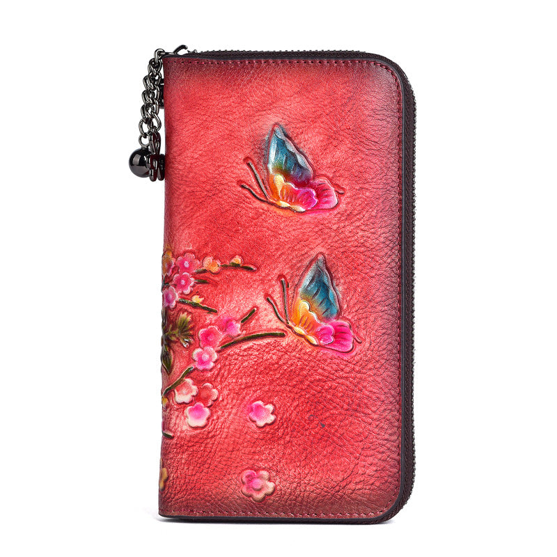 Style First Layer Cowhide Multiple Slots Ladies Wallets