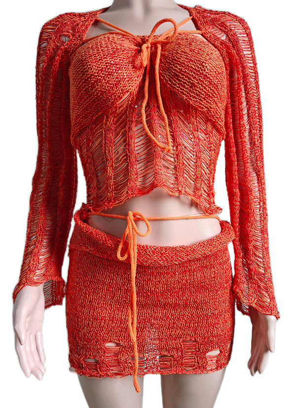 Comfortable Creative Women's Sequin Knitted Three-piece Fashion Casual Suit