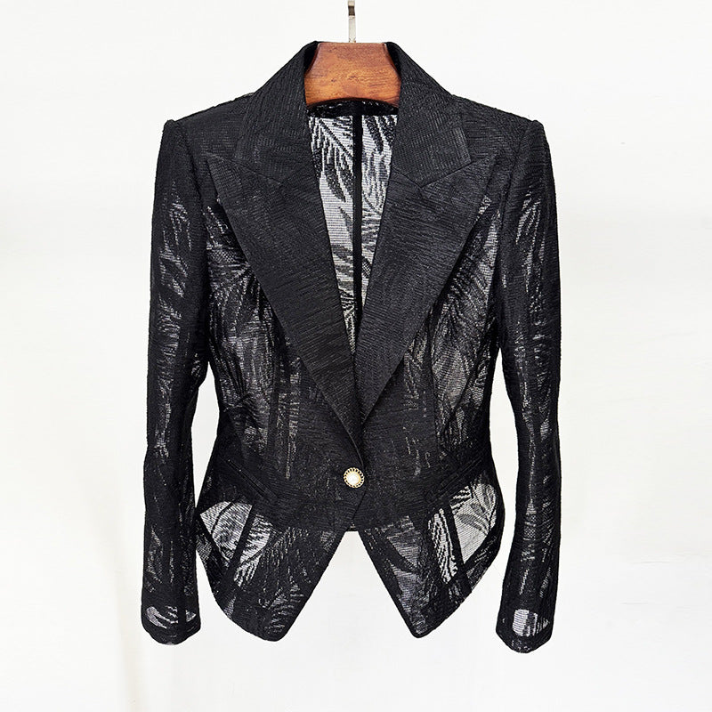Slouchy Cool Versatile Fashion Embroidery Mesh Blazers
