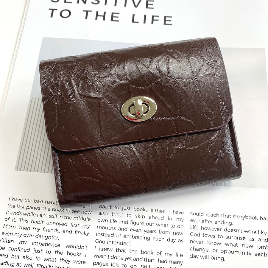 Women's Crack Flip High Sense Storage Simple Ladies Wallets