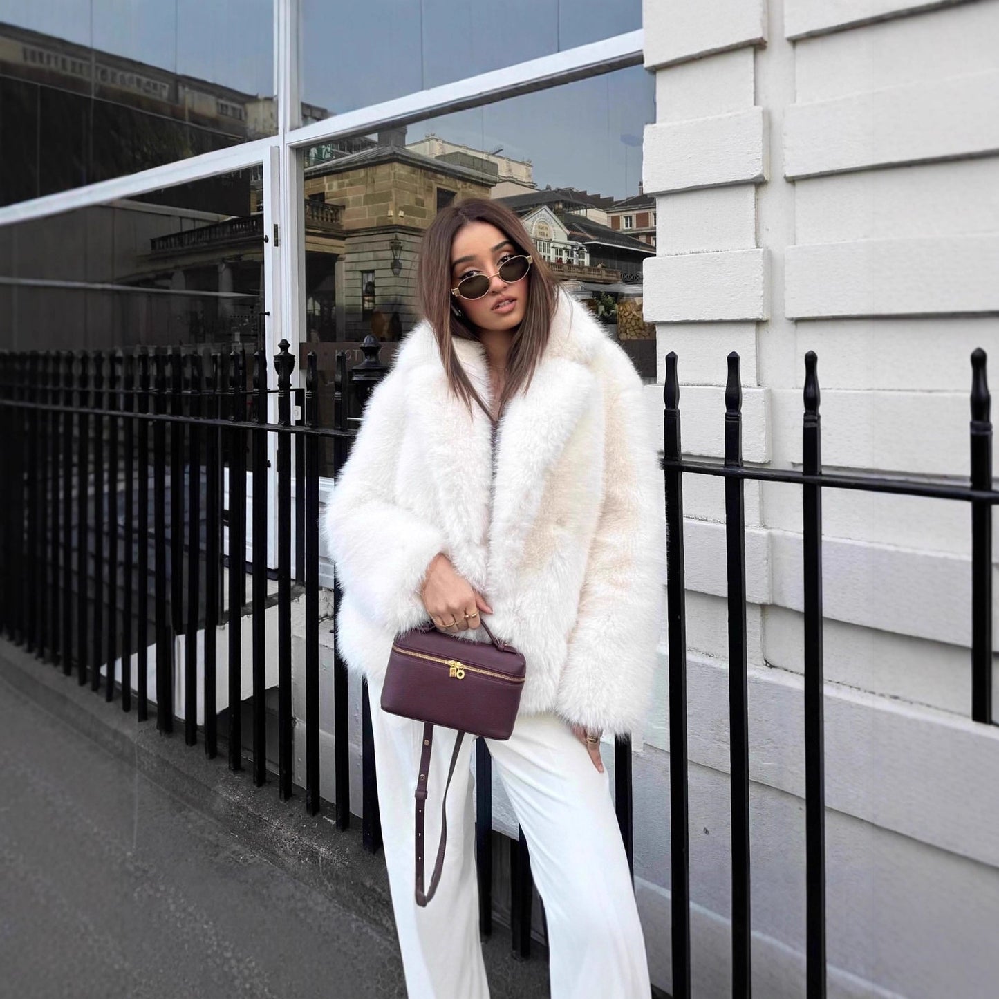 Women's Faux Fur Fashion Artificial Plush Collar Coats