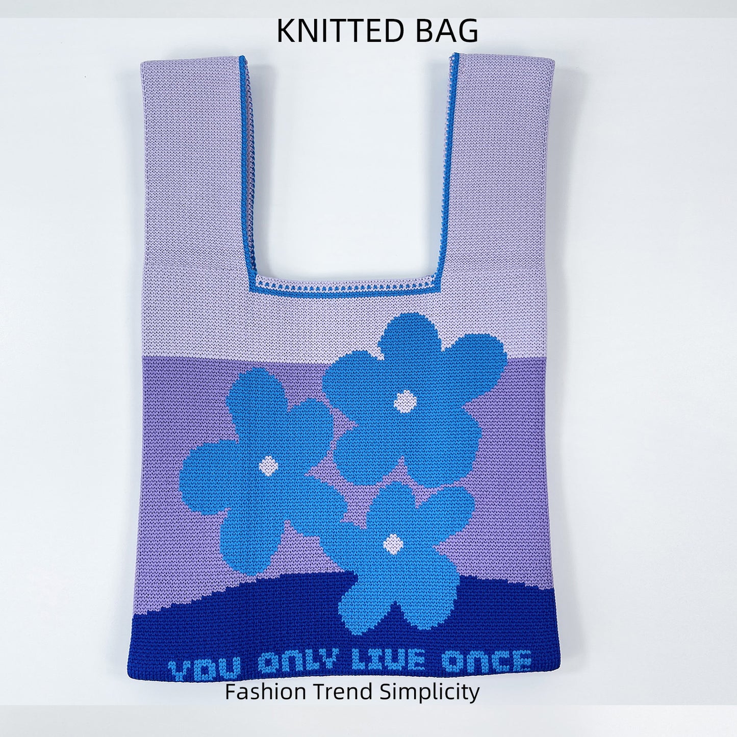 Women's Flower Knitted Large Capacity Totes Wrist Handbags