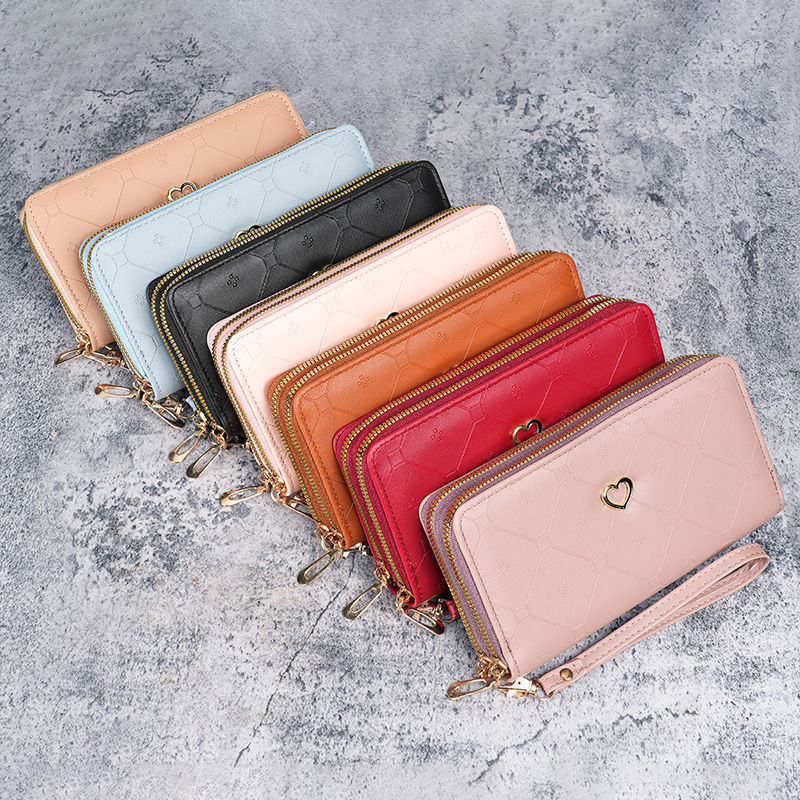 Personality Long Double Layer Zipper Affordable Handbags