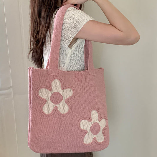 Women's & Men's Knitted Wool Woven Portable Shopping Shoulder Bags
