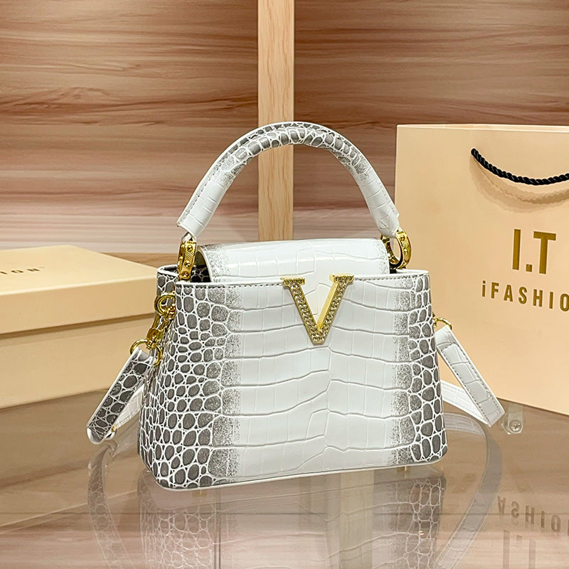 Women's Light Luxury Crocodile Pattern Gradient Color Fashion Handbags