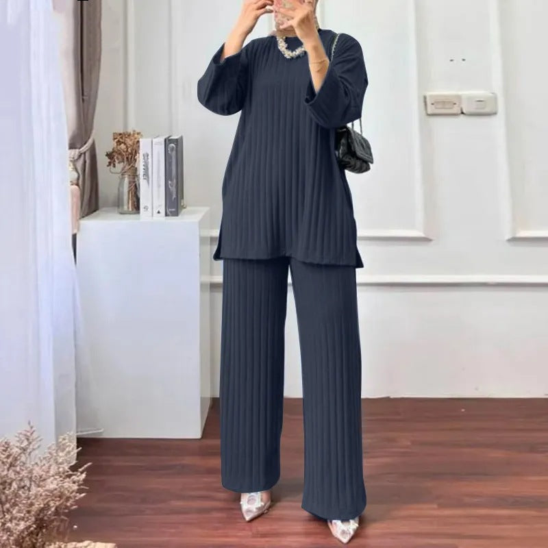 Women's Autumn Long Sleeve Shirt Wide Leg Suits