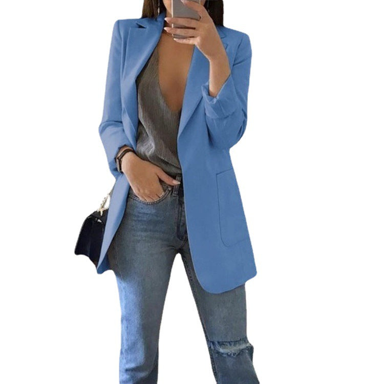Trendy Women's Solid Color Collar Graceful Small Suit