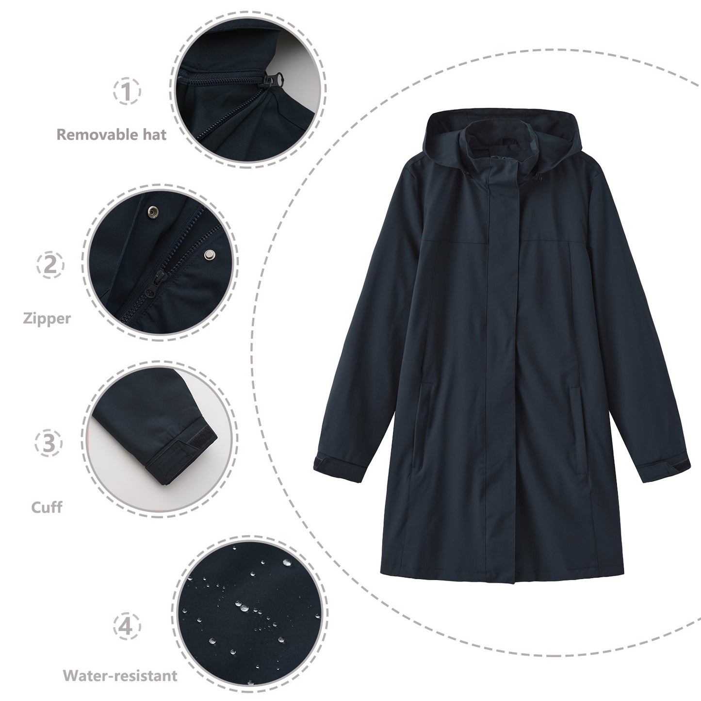 Women's Windbreaker Solid Color Long Sleeve Thin Coats