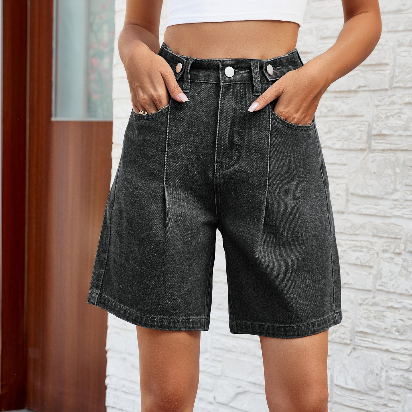 Pretty Elegant Washed Waist Adjustable Denim Women's Jeans