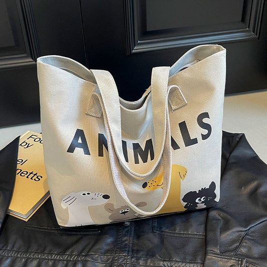 Printed Canvas Female Class Commuting Big Shoulder Bags