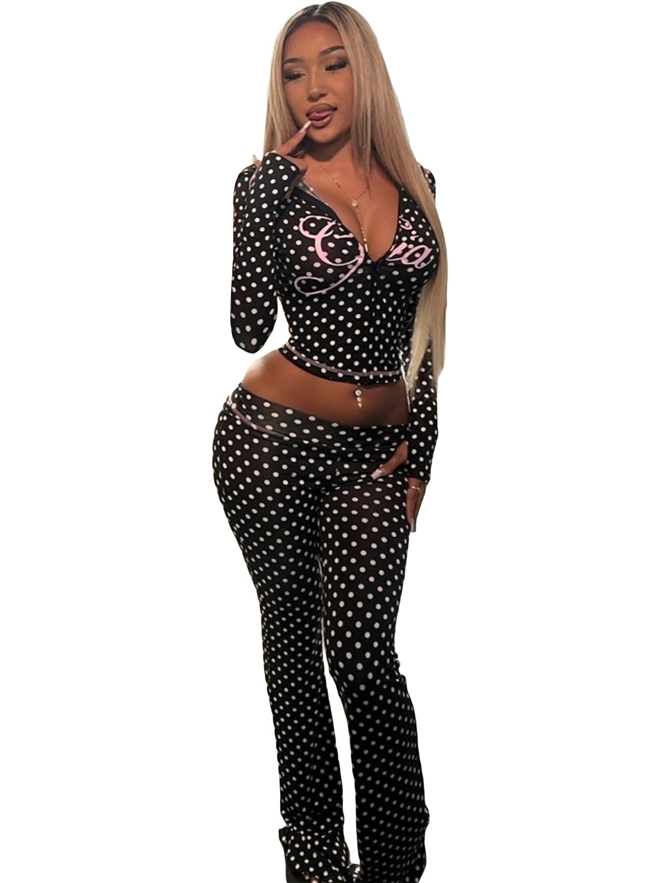 Women's Hooded Long Sleeve Thumb Hole Slightly Flared Two-piece Suits