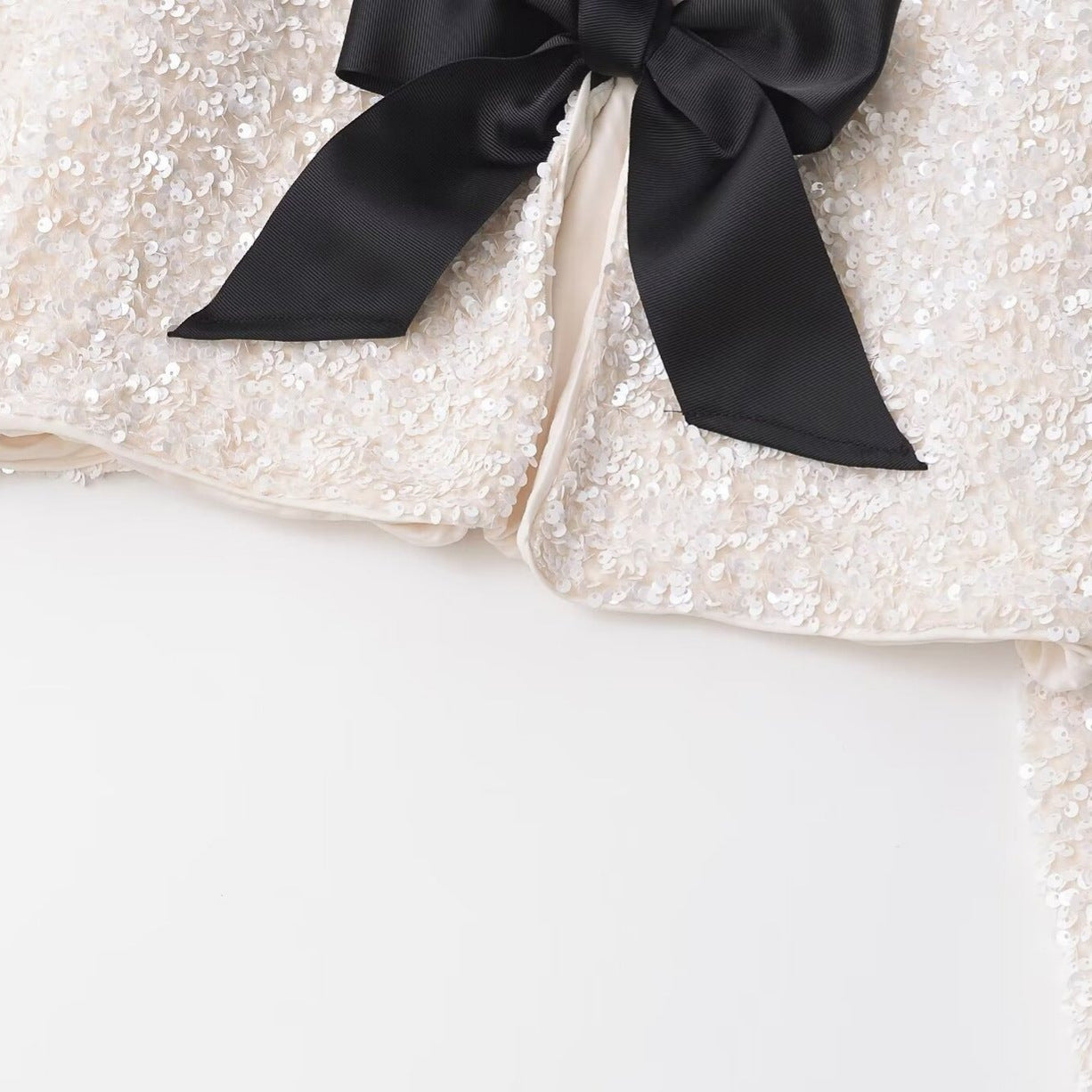 Women's French Fashion Bowknot Decoration Sequins Loose-fitting Coats