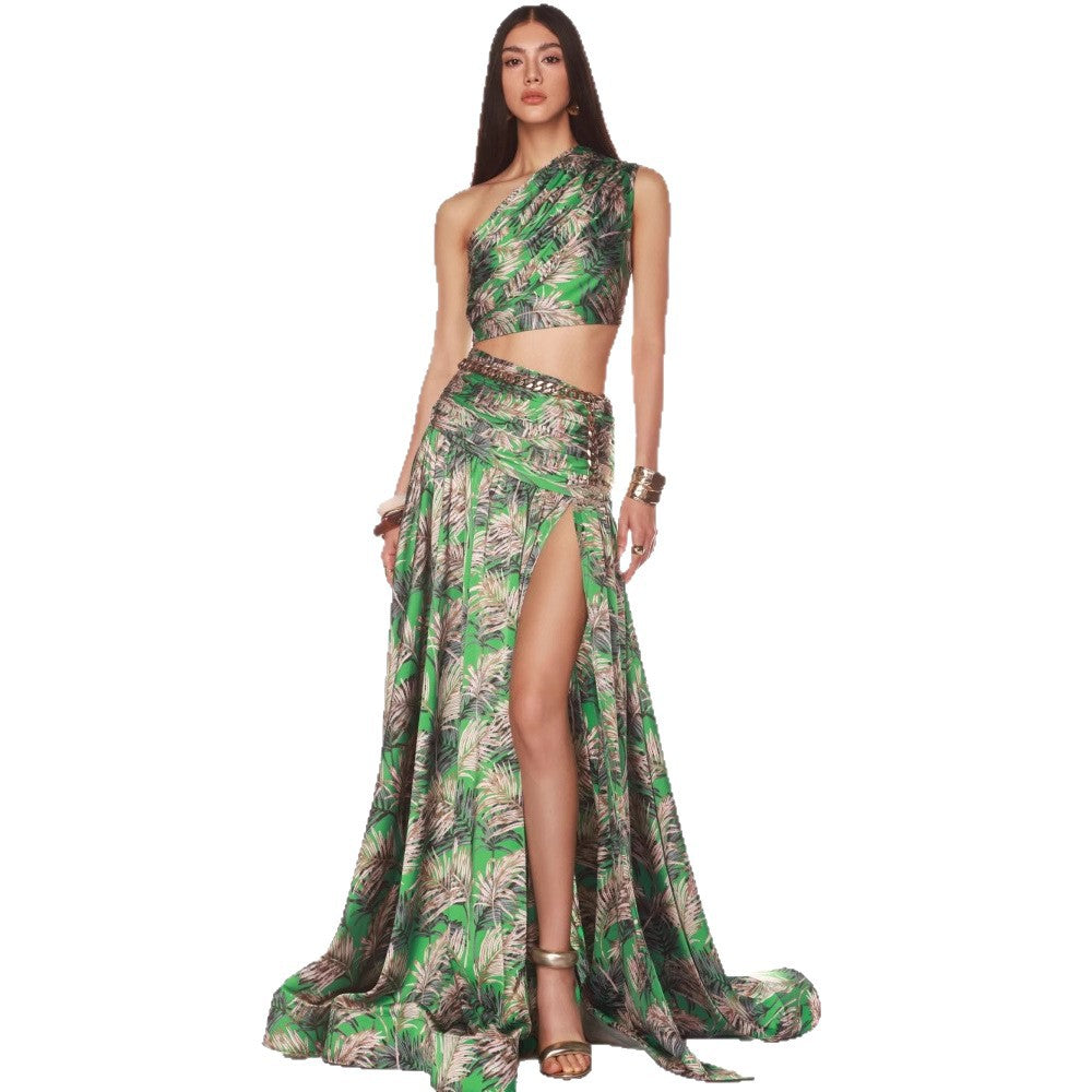 Style Two-piece Set High Waist Slit Suits