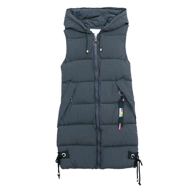 Women's Mid-length Korean Style Fashion Hooded Slim Vests
