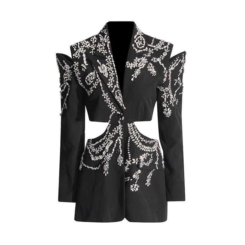 Women's Catwalk Autumn Fashion High Sense Rhinestone Small Suit