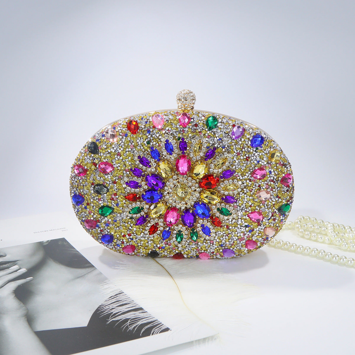 Women's Sunflower Diamond Cheongsam Formal Dress Evening Bags