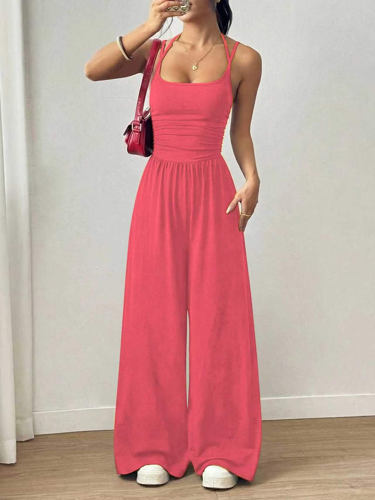 Women's Summer Sling Casual Wide Leg Loose Women's Jumpsuit/clothing