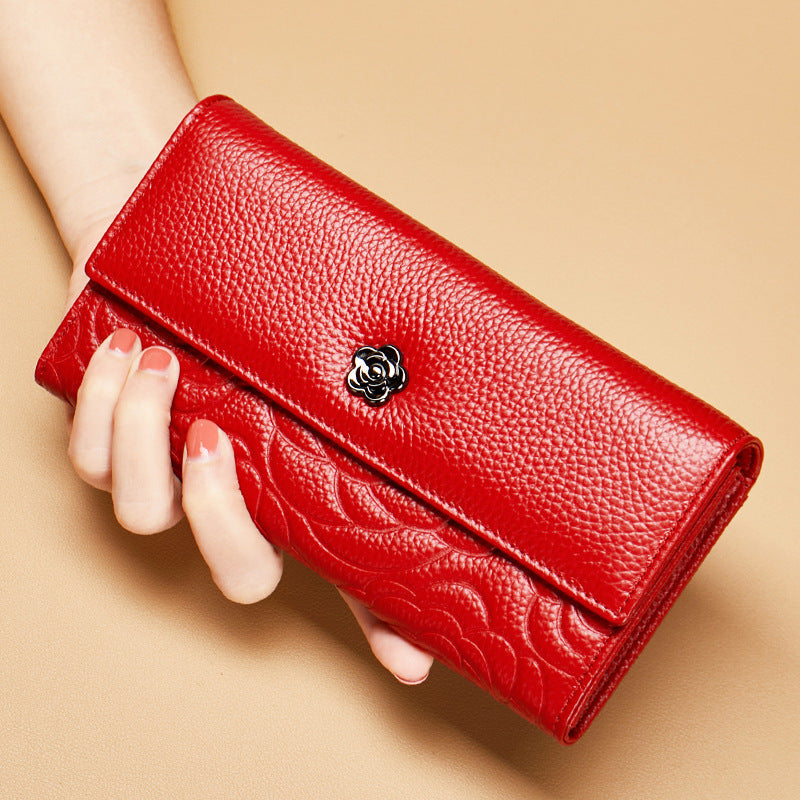 Long Genuine Leather Pure First Layer Ladies Wallets