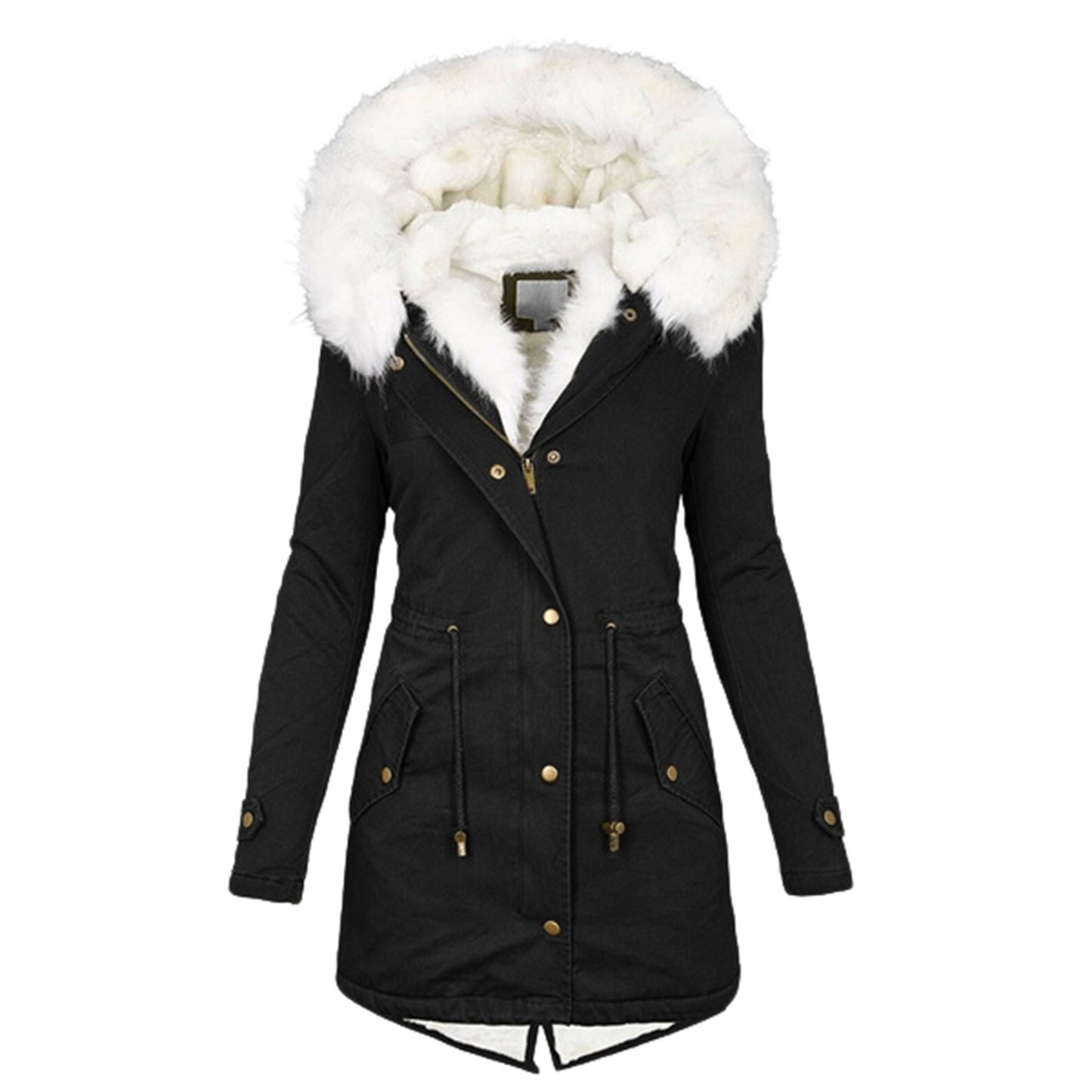 Women's With Cashmere Fur Collar Pockets Coats