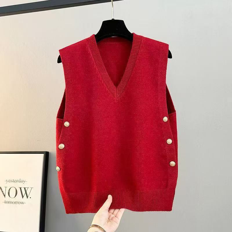 Women's Bandage Dress Knitted Sleeveless Loose Outer Women's Vest