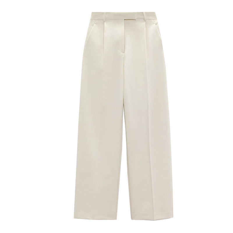 Women's Professional Commute Black High Waist Wide Pants