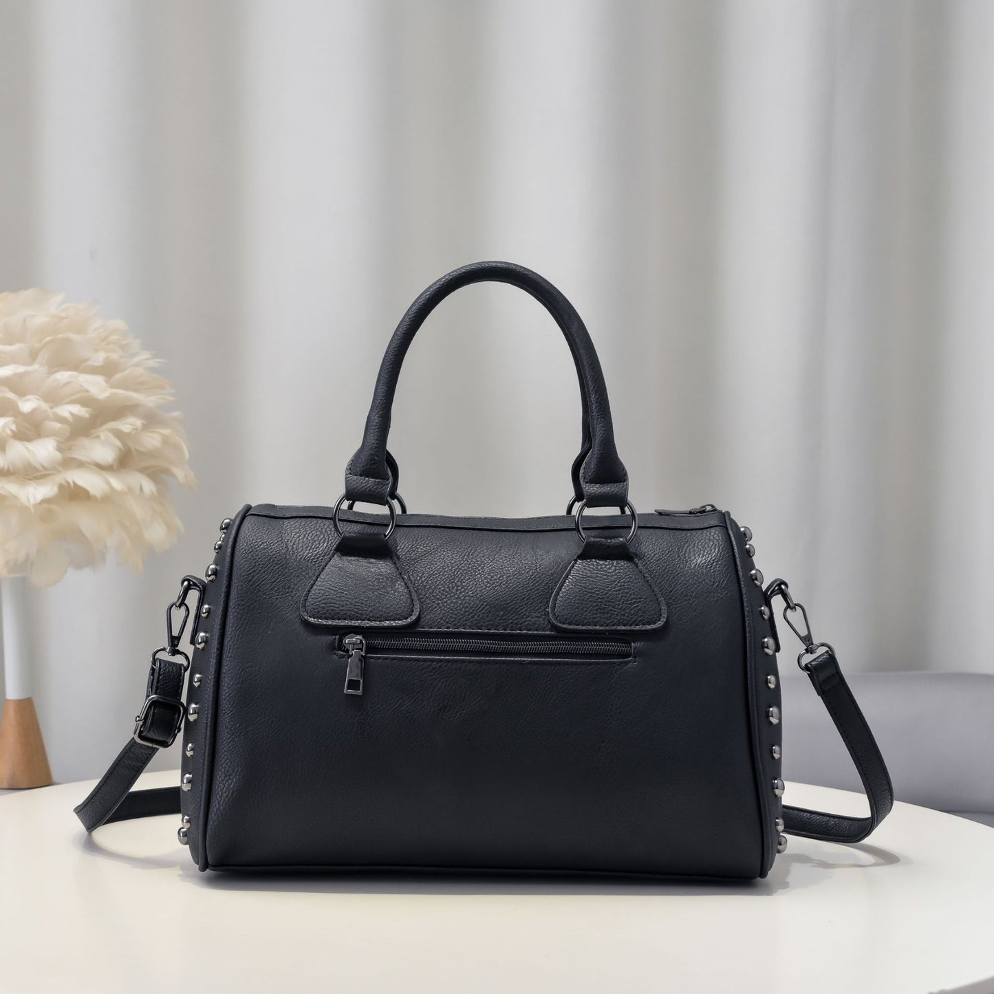 Women's Punk Rivet Soft Leather Skull Large Handbags