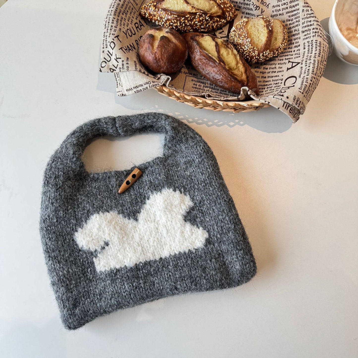 Matching Knitted Niche Design Mixing Woven Underarm Korean Style Handbags