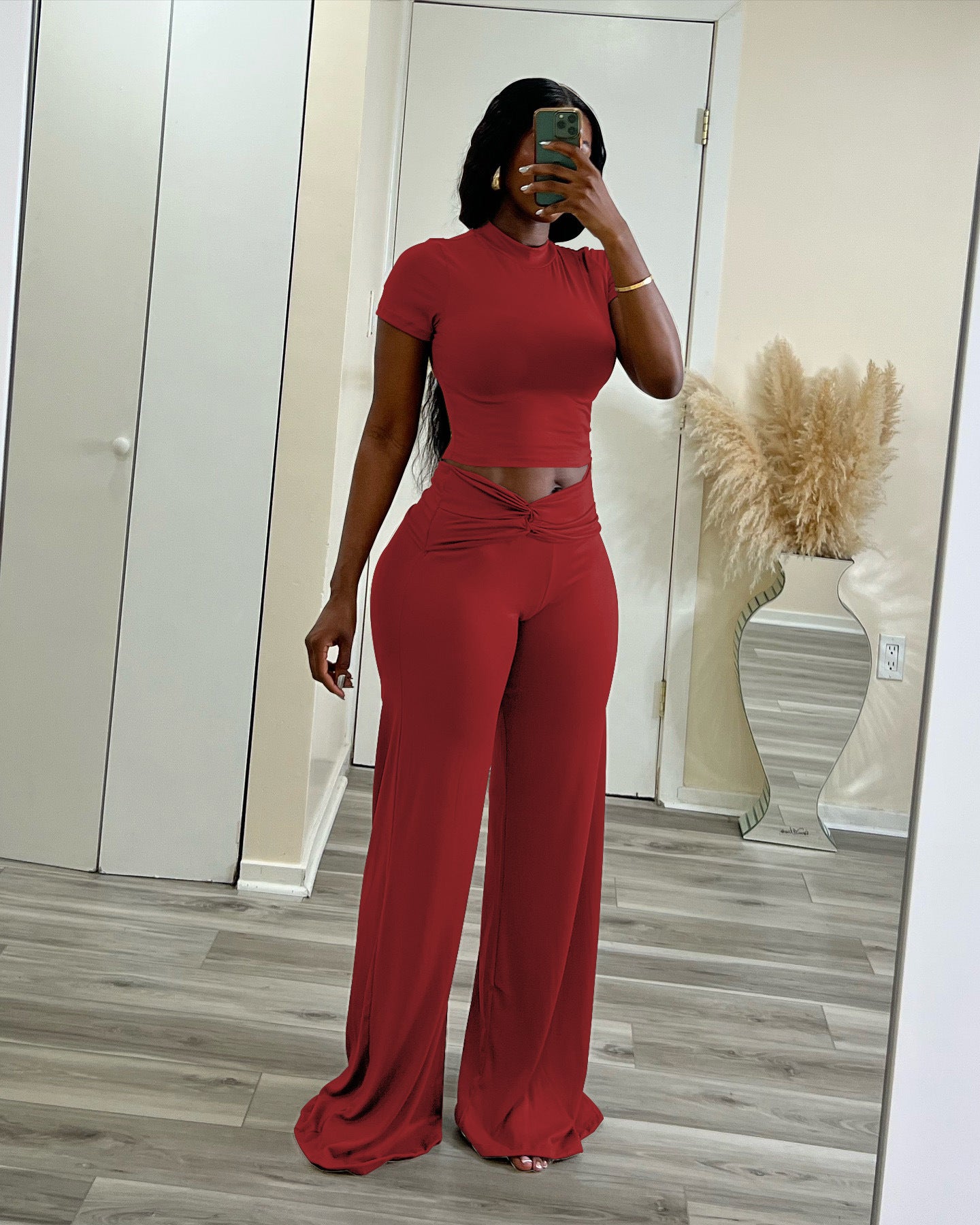 High Waist Slimming Wide Leg Solid Color Suits