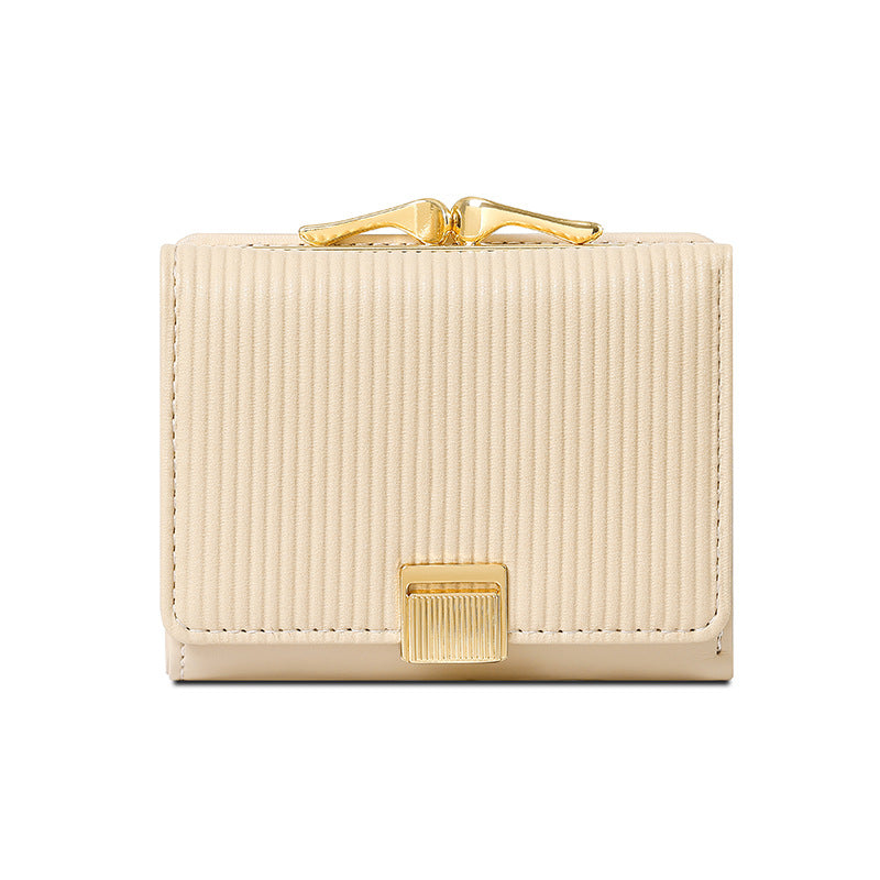 Women's Versatile High-grade Short Leather Clip Ladies Wallets
