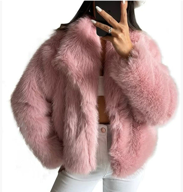 Women's Fur Large Lapel Faux Fashion Fox Coats