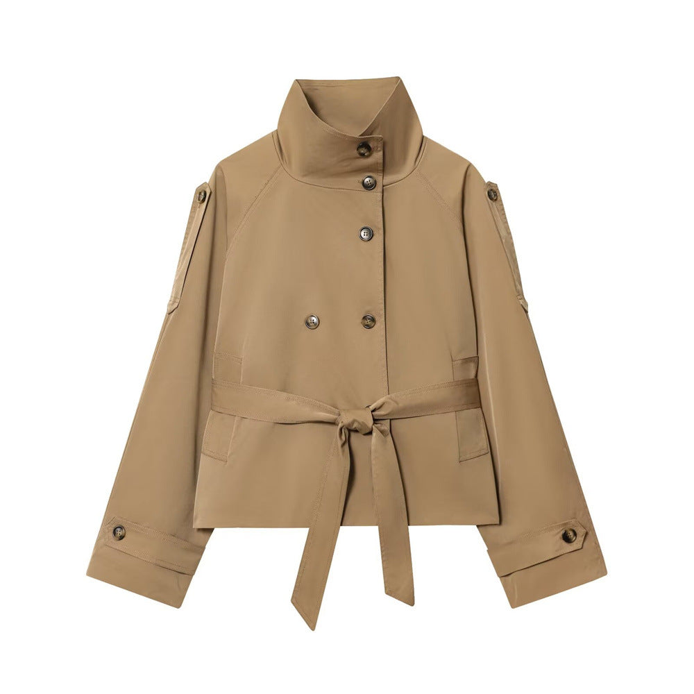 Women's Fashion Trench Double-breasted Stand Collar Autumn Jackets