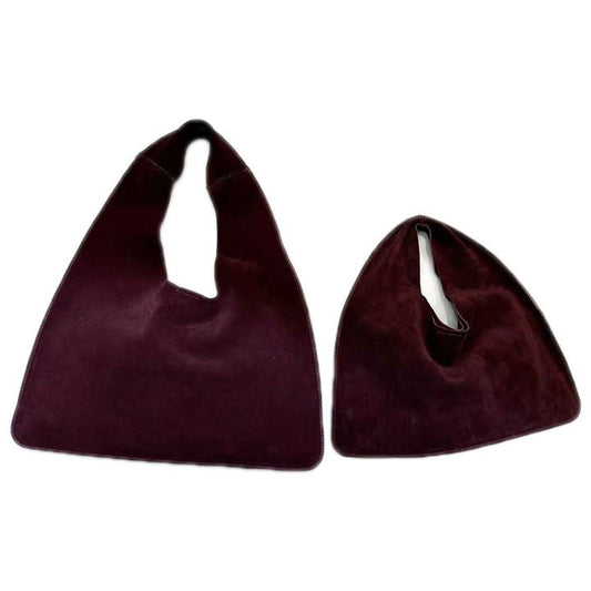 Women's Cowhide Triangle Suede Leather Cloud Underarm Handbags