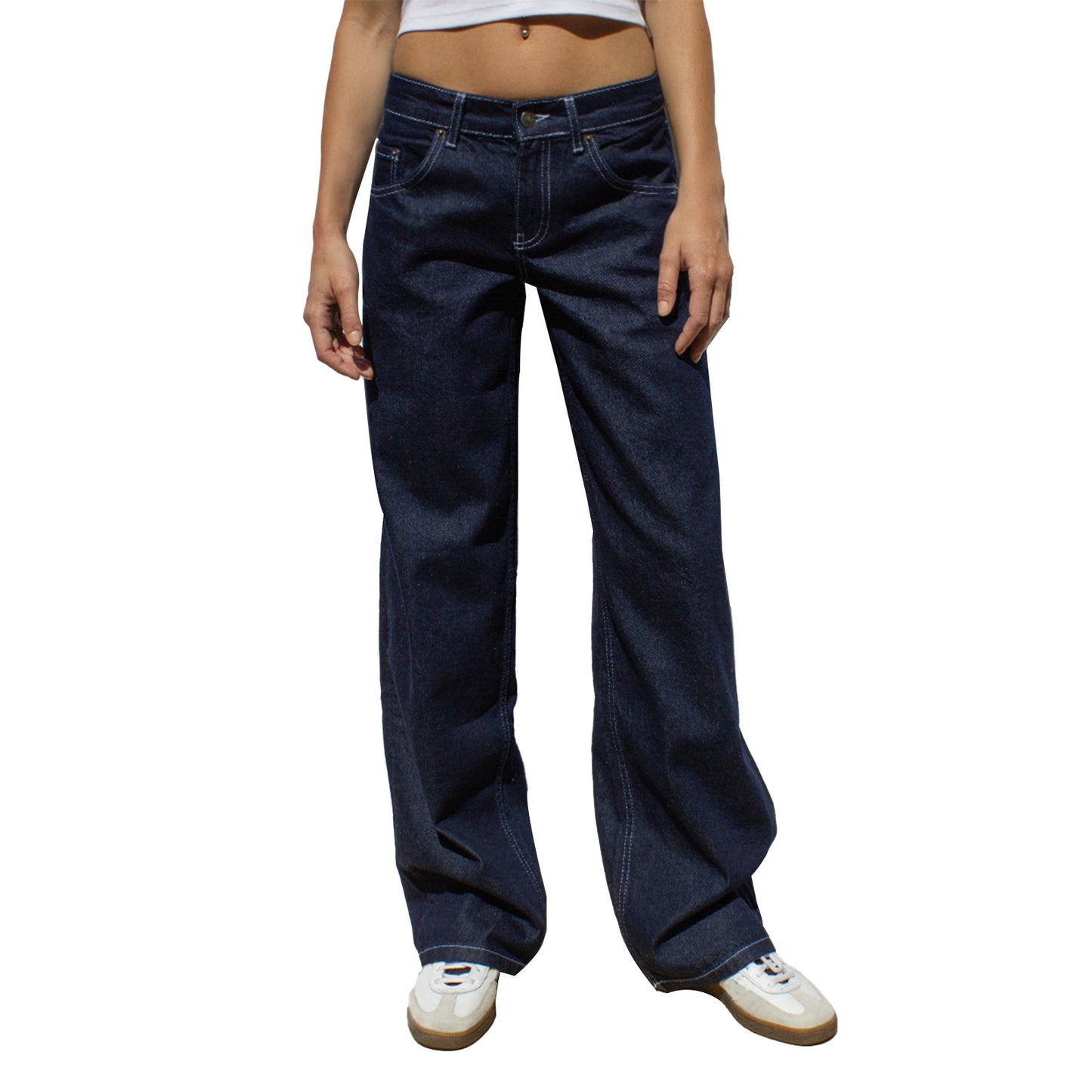 Washed-out Vintage Distressed Straight High Waist Wide Leg Women's Jeans